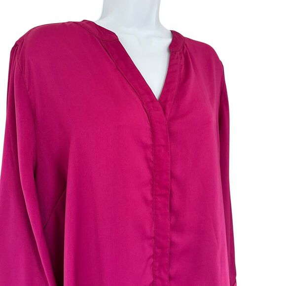 Melissa McCarthy Seven7 Magenta V-Neck Button Up Blouse Size 1X - Picture 2 of 12